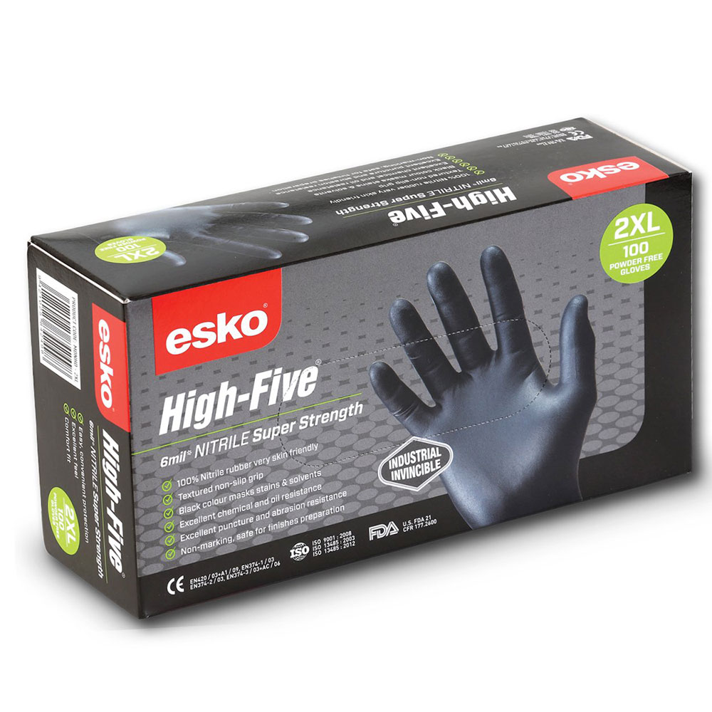 ESKO High Five Industrial Black Nitrile Glove Medium